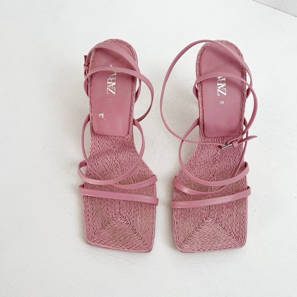 Zara | Pink Square Toe Heels - Picture 3 of 5